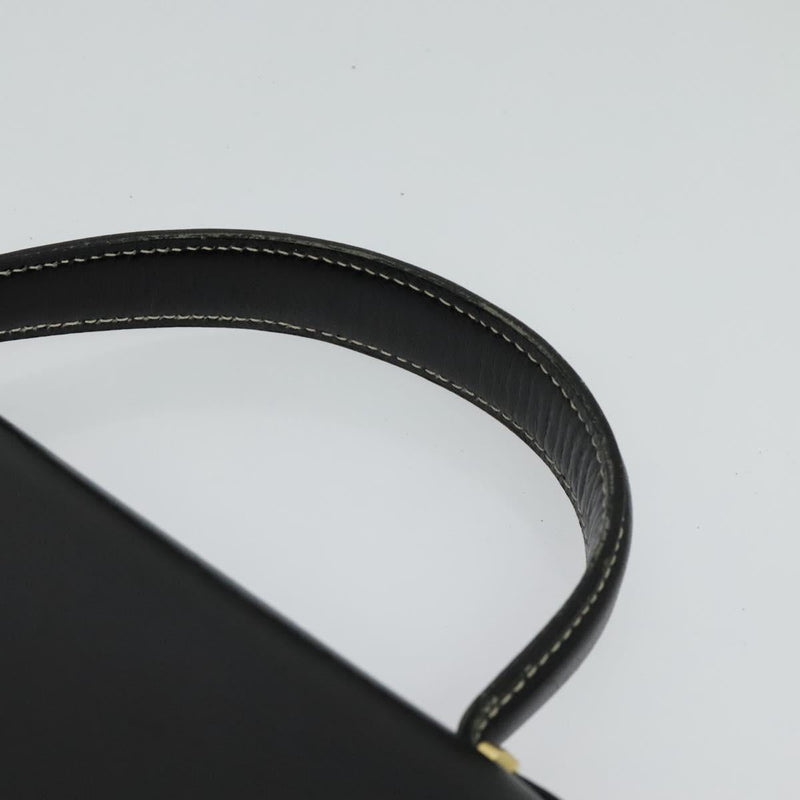 Christian Dior Hand Bag Leather 2way Black Gold Auth bs24872