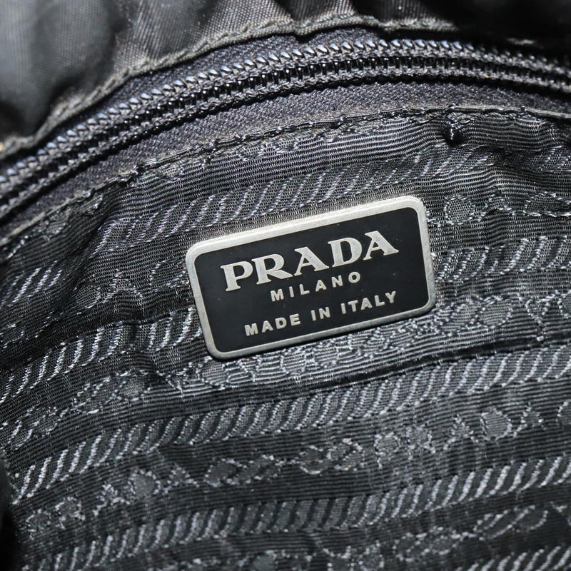 PRADA Hand Bag Nylon Black Silver Auth bs24897