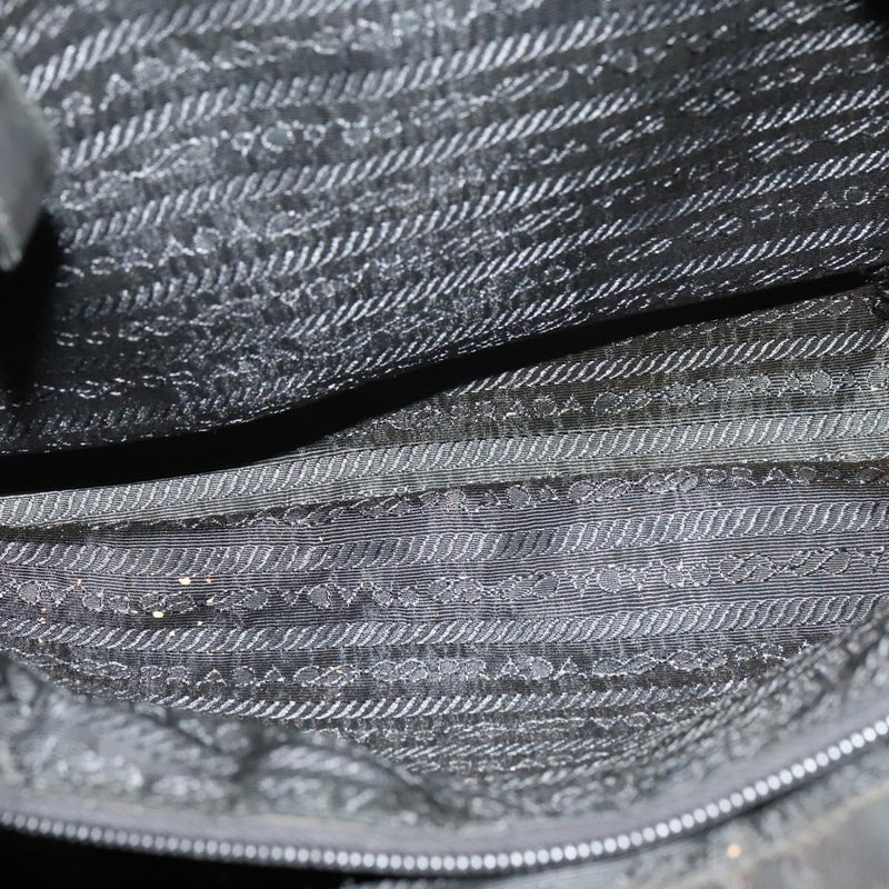 PRADA Hand Bag Nylon Black Silver Auth bs24897