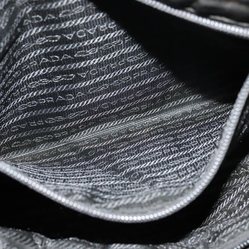 PRADA Hand Bag Nylon Black Silver Auth bs24897