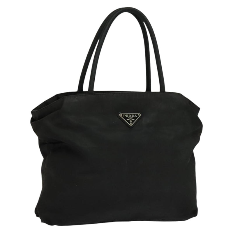 PRADA Hand Bag Nylon Black Silver Auth bs24897