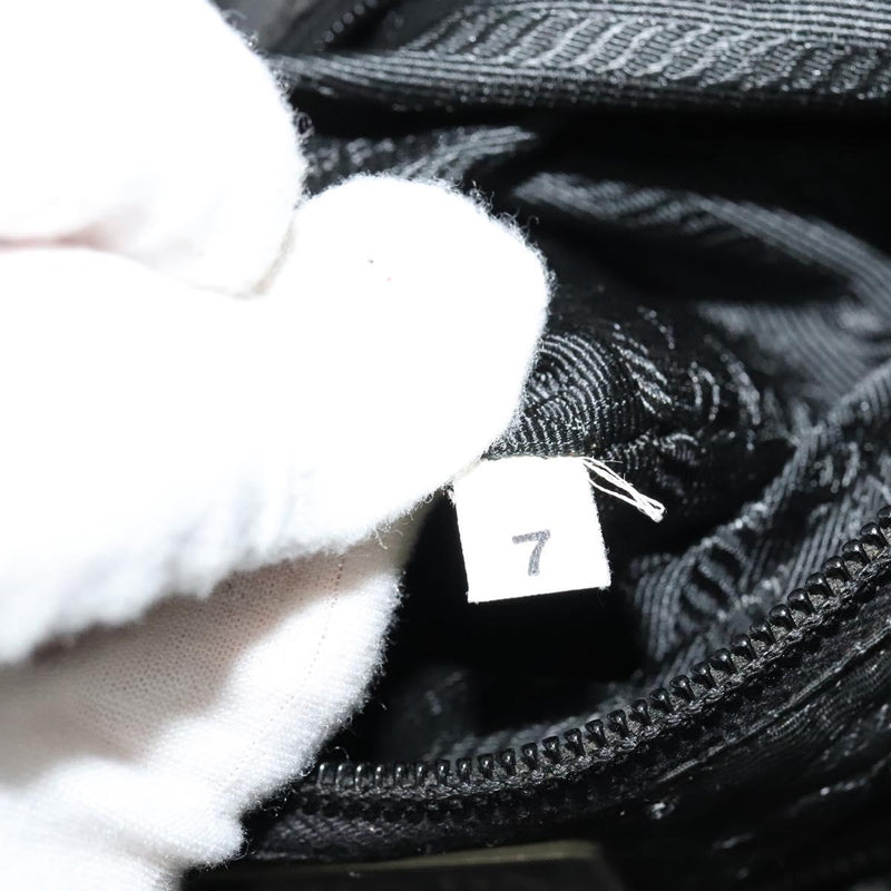 PRADA Hand Bag Nylon Black Silver Auth bs24897