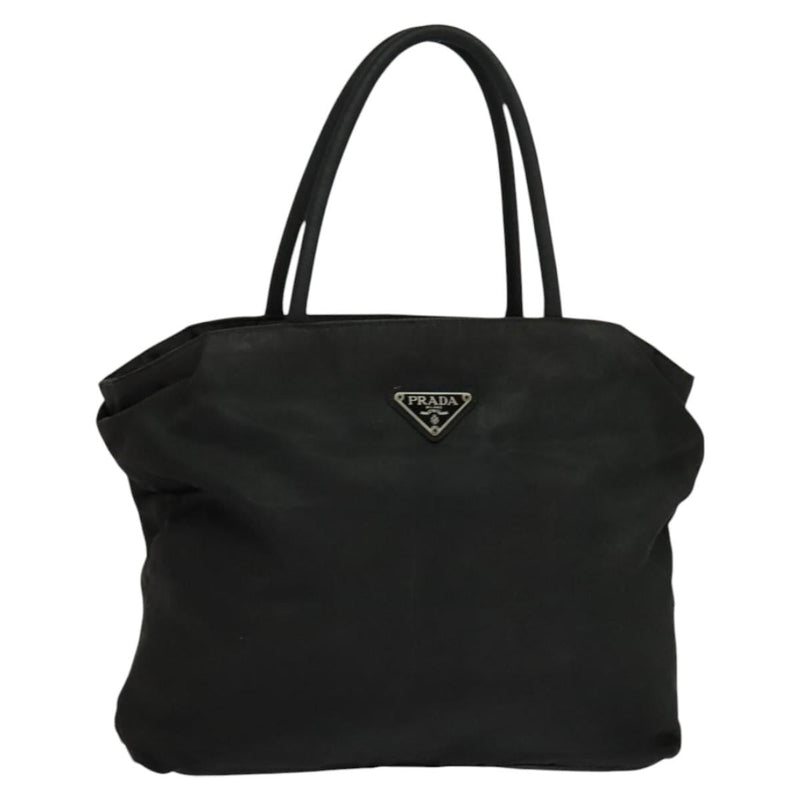 PRADA Hand Bag Nylon Black Silver Auth bs24897