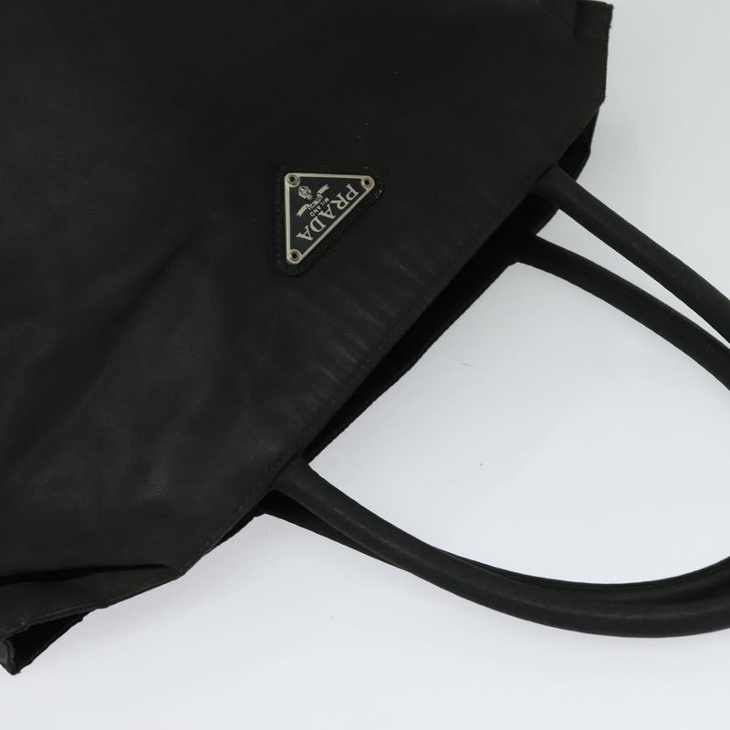 PRADA Hand Bag Nylon Black Silver Auth bs24897