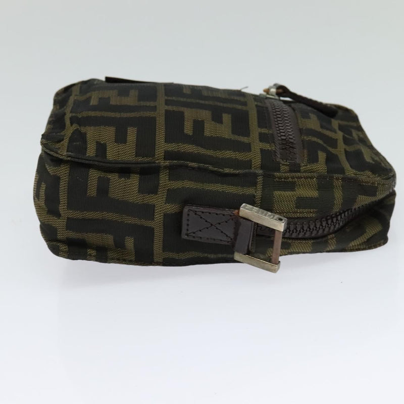 FENDI Zucca Canvas Shoulder Bag Black Brown Auth bs24898