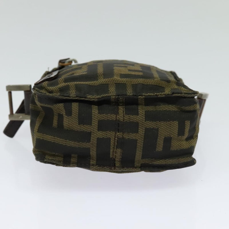 FENDI Zucca Canvas Shoulder Bag Black Brown Auth bs24898