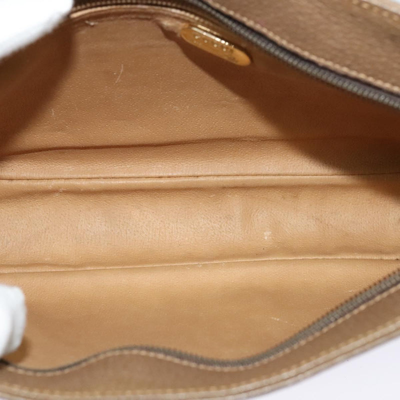 GUCCI GG Plus Supreme Shoulder Bag PVC Leather Beige Gold Auth bs24910