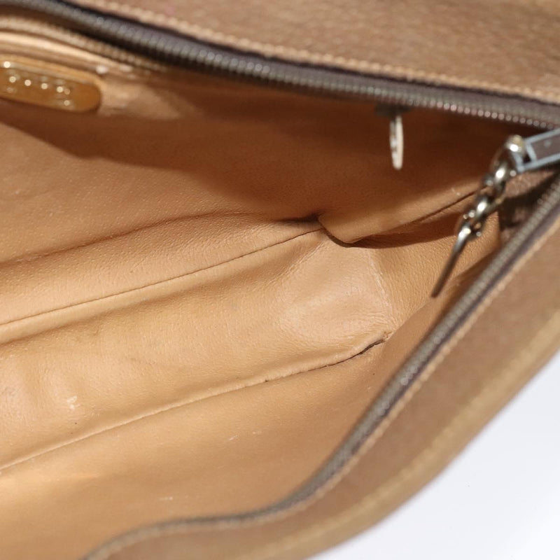 GUCCI GG Plus Supreme Shoulder Bag PVC Leather Beige Gold Auth bs24910