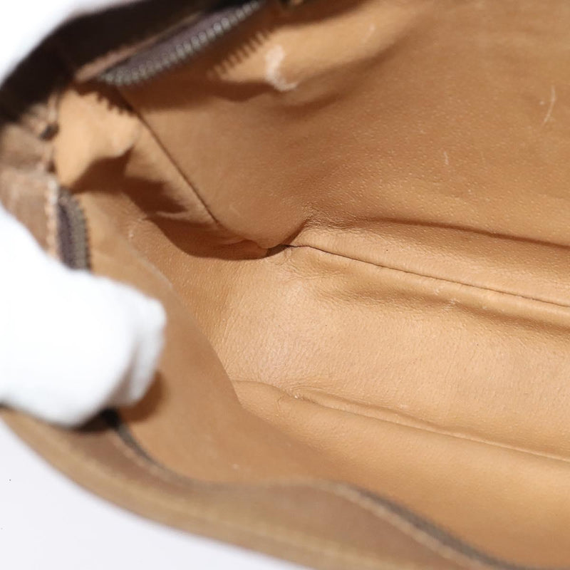 GUCCI GG Plus Supreme Shoulder Bag PVC Leather Beige Gold Auth bs24910