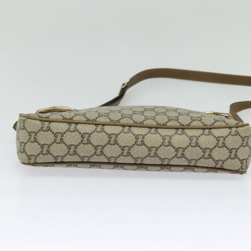 GUCCI GG Plus Supreme Shoulder Bag PVC Leather Beige Gold Auth bs24910