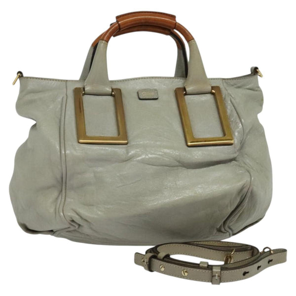Chloe Etel Hand Bag Leather 2way Gray Gold Auth bs24913