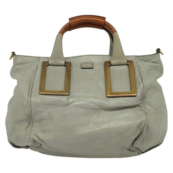 Chloe Etel Hand Bag Leather 2way Gray Gold Auth bs24913