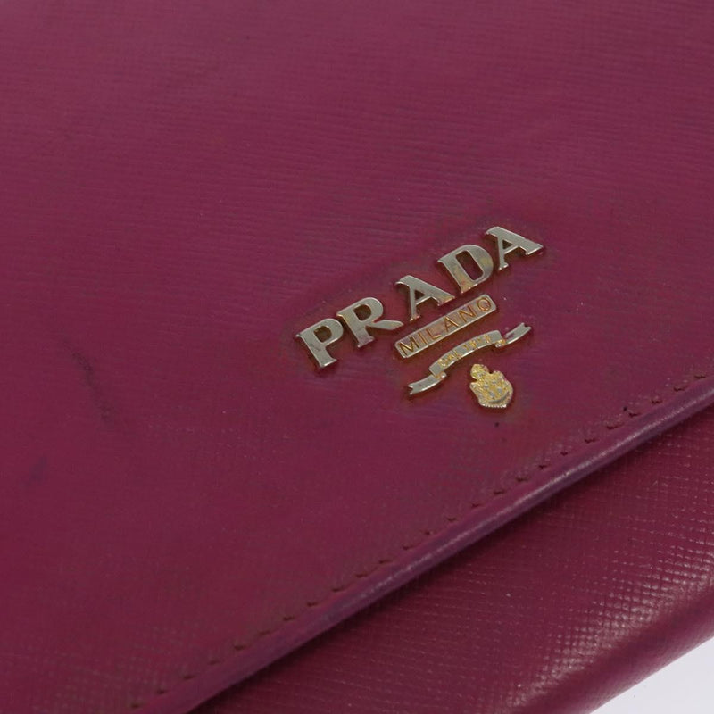 PRADA Chain Wallet Safiano leather Pink Gold Auth bs24926