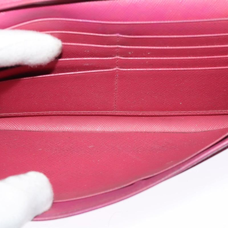PRADA Chain Wallet Safiano leather Pink Gold Auth bs24926