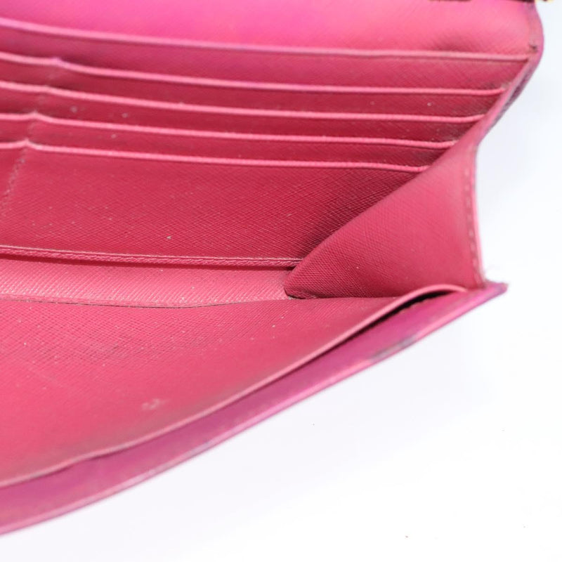 PRADA Chain Wallet Safiano leather Pink Gold Auth bs24926