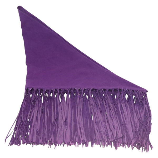 HERMES With Fringe Stole Cashmere Purple Auth bs24938
