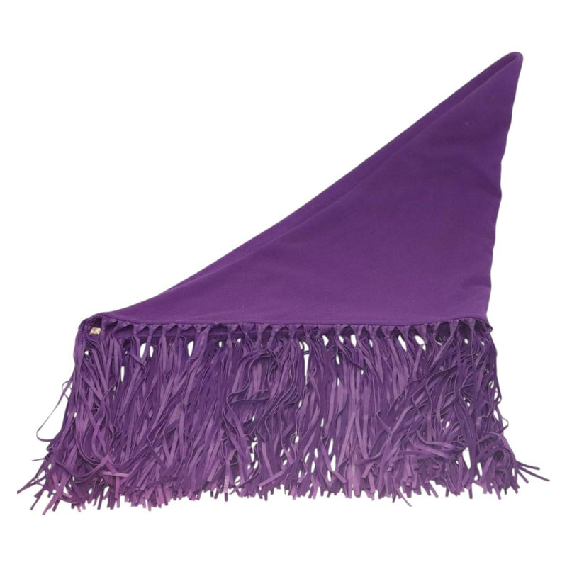 HERMES With Fringe Stole Cashmere Purple Auth bs24938