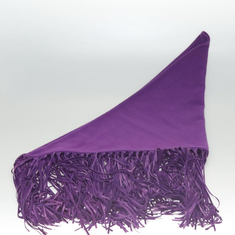 HERMES With Fringe Stole Cashmere Purple Auth bs24938