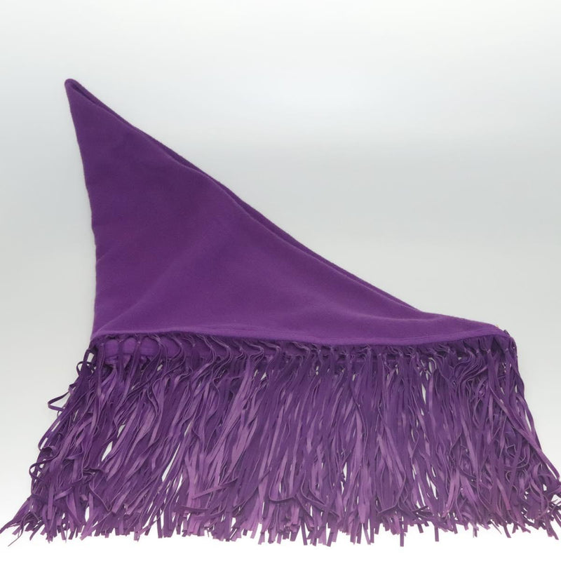 HERMES With Fringe Stole Cashmere Purple Auth bs24938