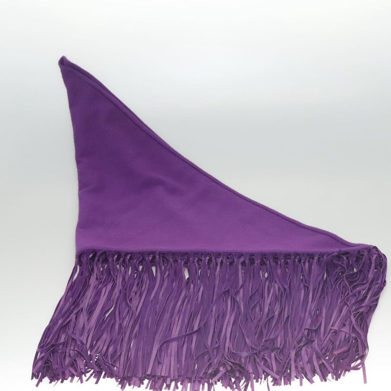 HERMES With Fringe Stole Cashmere Purple Auth bs24938