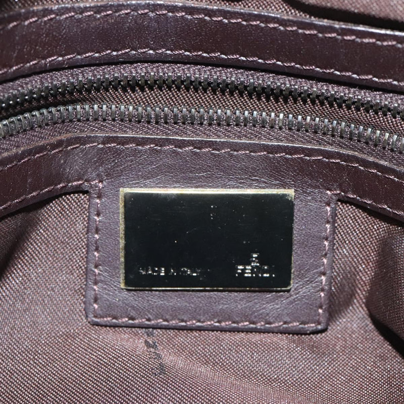 FENDI Zucchino Canvas Mamma Baguette Shoulder Bag Beige Silver Auth bs24941