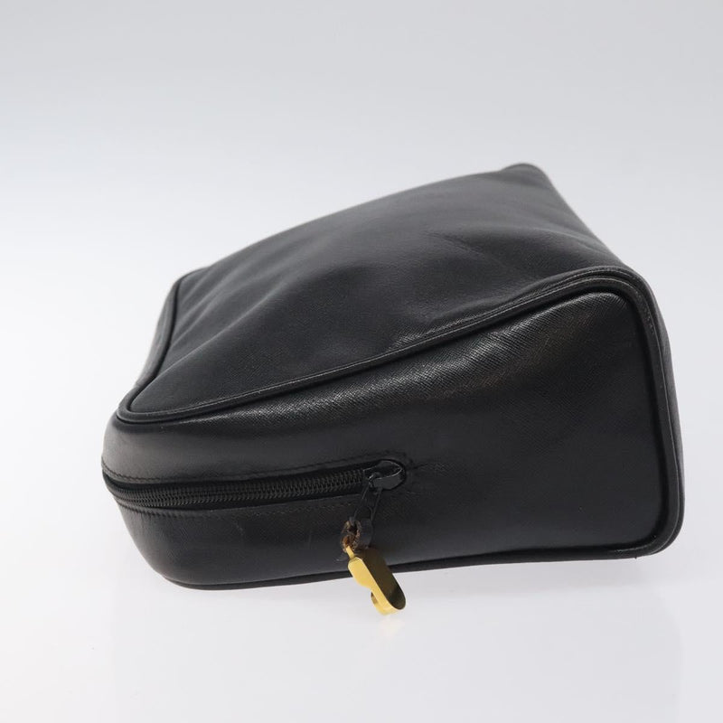 LOEWE Anagram Clutch Bag Leather Black Gold Auth bs24960