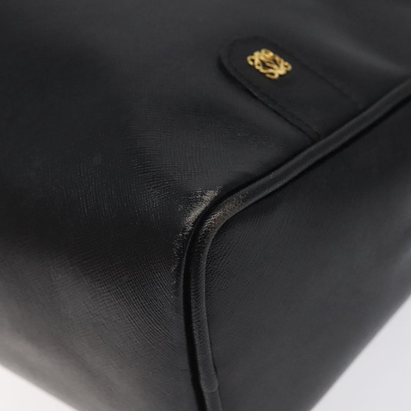 LOEWE Anagram Clutch Bag Leather Black Gold Auth bs24960