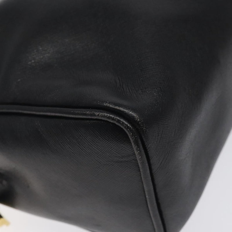 LOEWE Anagram Clutch Bag Leather Black Gold Auth bs24960