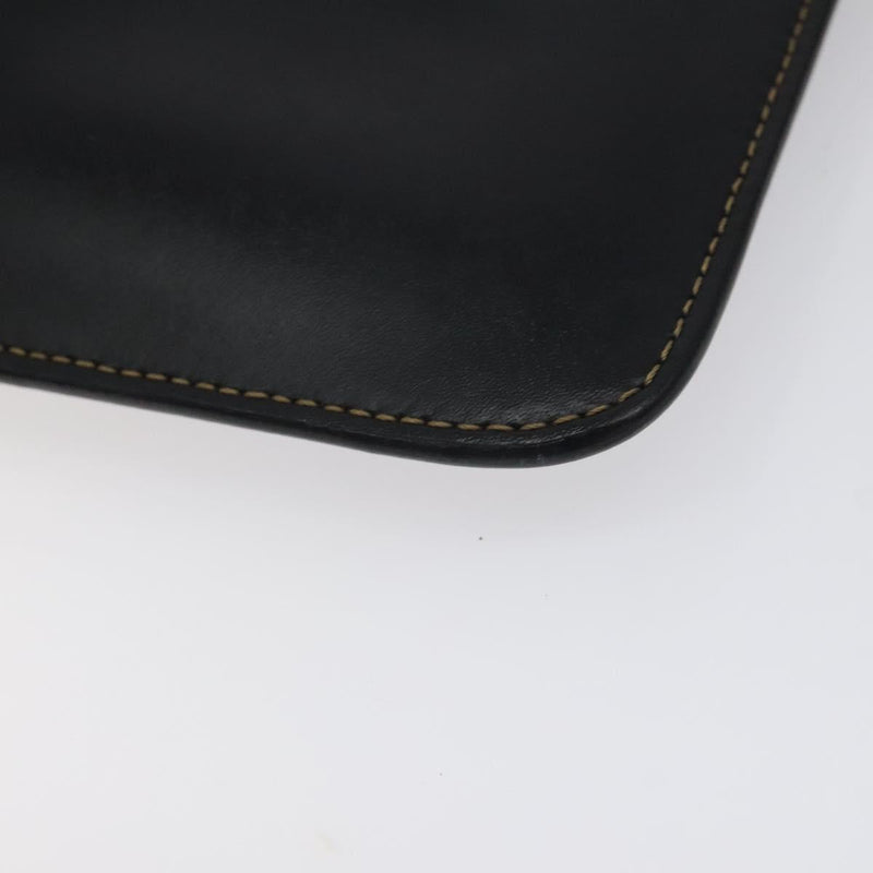 FENDI Clutch Bag Leather Black Silver Auth bs24966