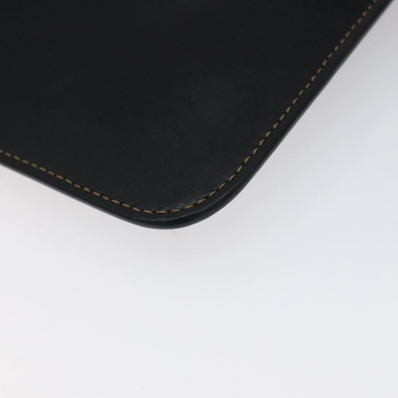 FENDI Clutch Bag Leather Black Silver Auth bs24966