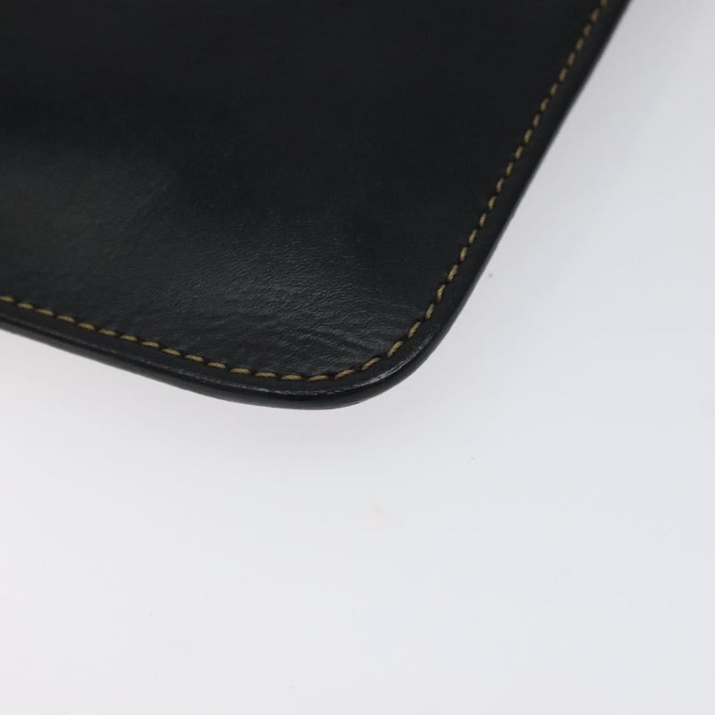 FENDI Clutch Bag Leather Black Silver Auth bs24966