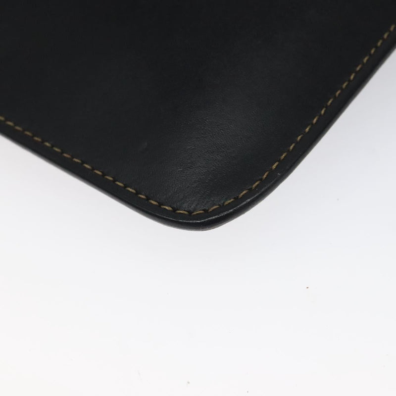 FENDI Clutch Bag Leather Black Silver Auth bs24966