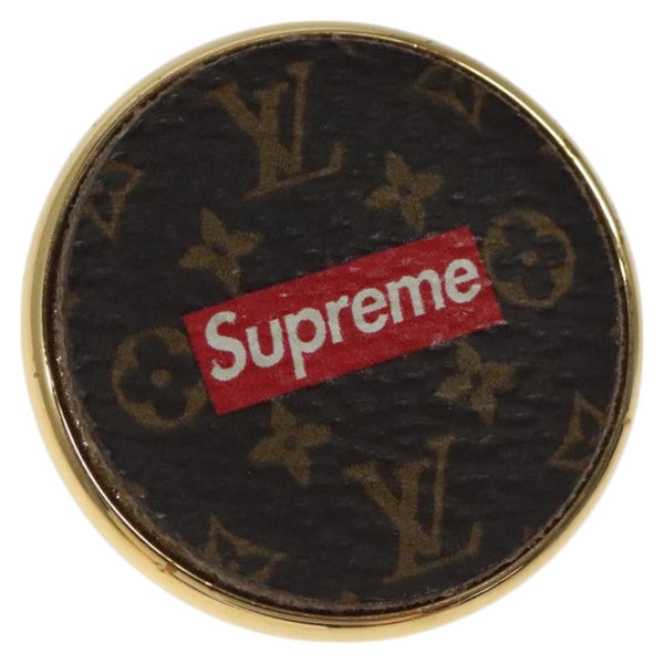 LOUIS VUITTON  Supreme Pin Badge metal Gold MP2076 LV Auth bs24973A
