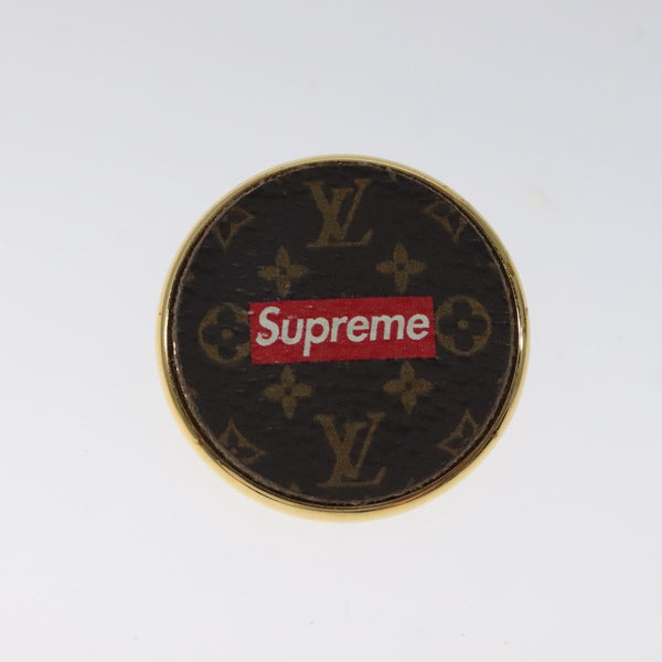 LOUIS VUITTON  Supreme Pin Badge metal Gold MP2076 LV Auth bs24973A