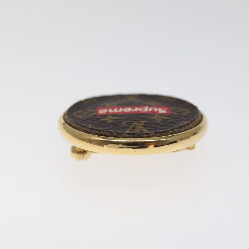LOUIS VUITTON  Supreme Pin Badge metal Gold MP2076 LV Auth bs24973A