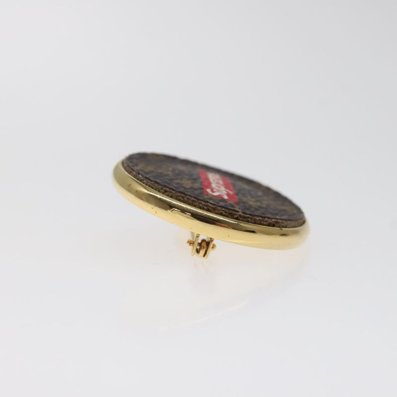 LOUIS VUITTON  Supreme Pin Badge metal Gold MP2076 LV Auth bs24973A