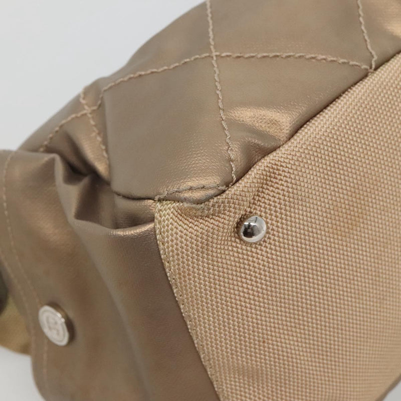 CHANEL Paris Biarritz Shoulder Bag Coated Canvas Gold CC Auth bs24974