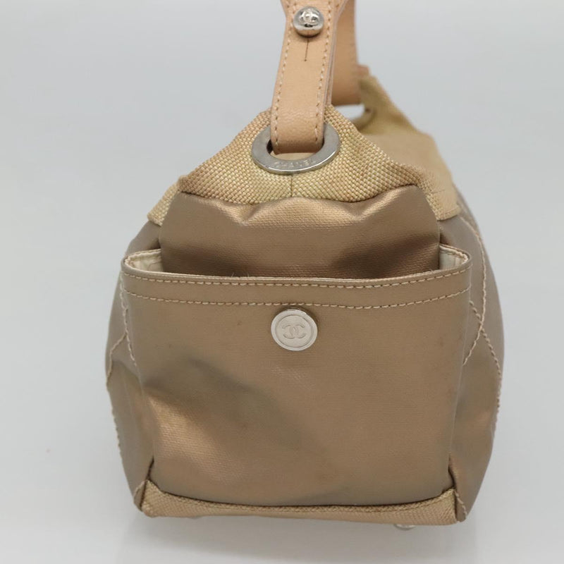 CHANEL Paris Biarritz Shoulder Bag Coated Canvas Gold CC Auth bs24974