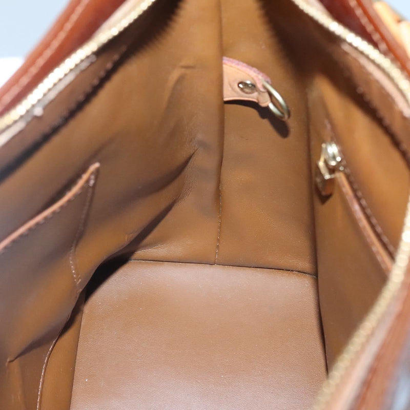 LOUIS VUITTON Monogram Vernis Houston Hand Bag Bronze M91122 LV Auth bs24984