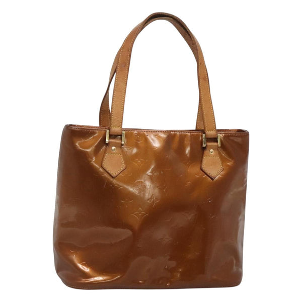 LOUIS VUITTON Monogram Vernis Houston Hand Bag Bronze M91122 LV Auth bs24984