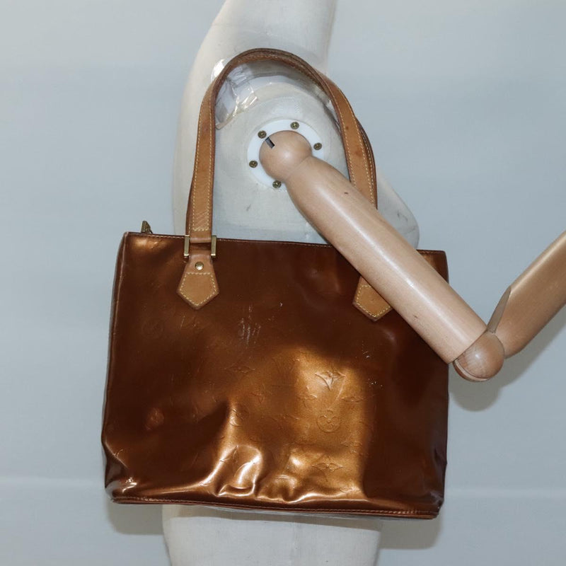 LOUIS VUITTON Monogram Vernis Houston Hand Bag Bronze M91122 LV Auth bs24984