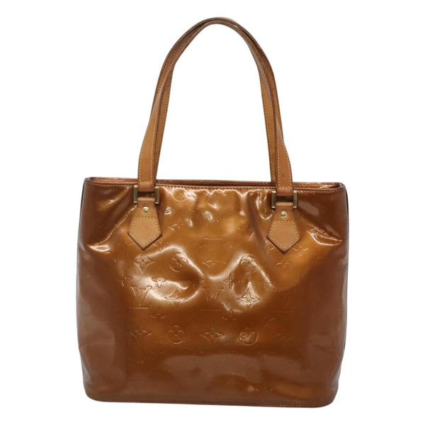 LOUIS VUITTON Monogram Vernis Houston Hand Bag Bronze M91122 LV Auth bs24984