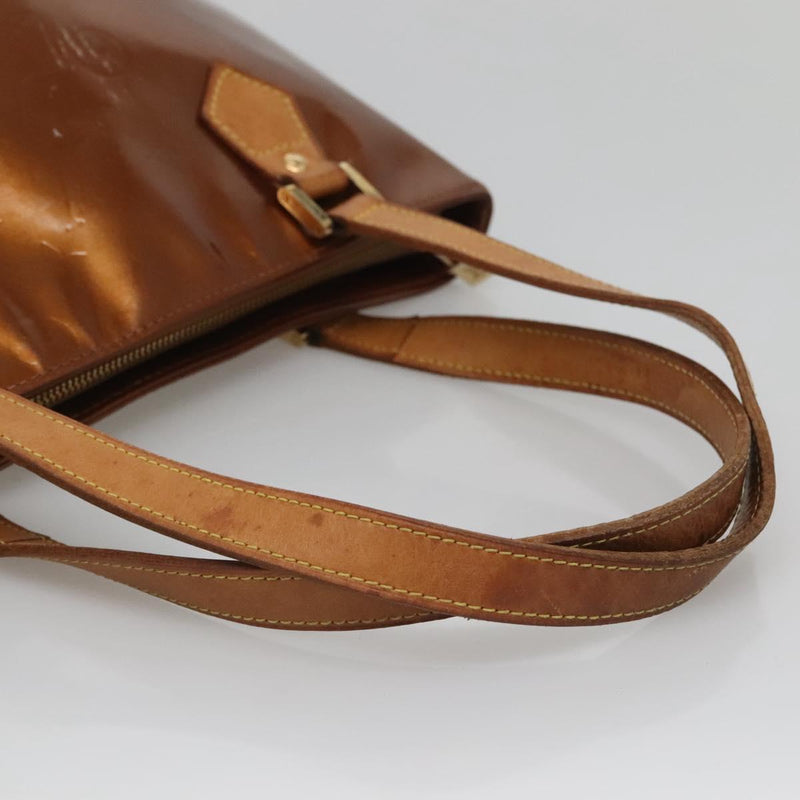 LOUIS VUITTON Monogram Vernis Houston Hand Bag Bronze M91122 LV Auth bs24984