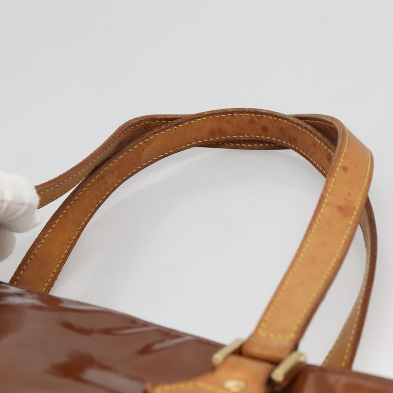 LOUIS VUITTON Monogram Vernis Houston Hand Bag Bronze M91122 LV Auth bs24984