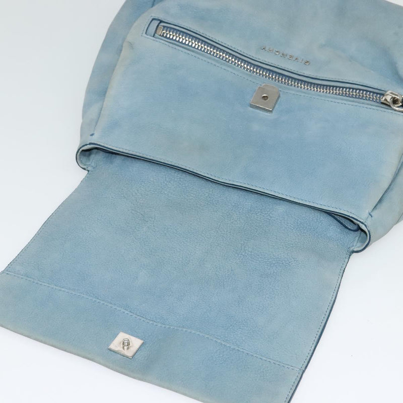 GIVENCHY Pandora Pure Small Hand Bag Leather 2way Blue Silver Auth bs24998