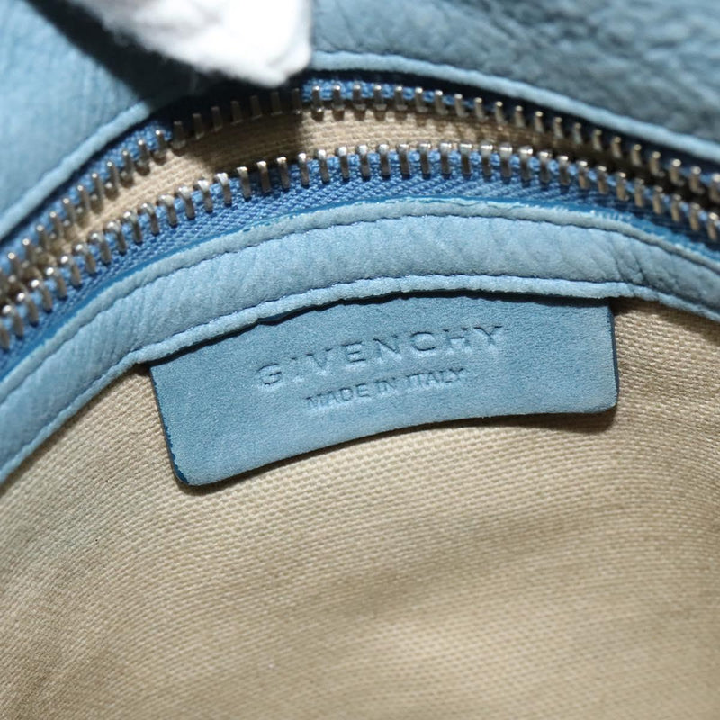 GIVENCHY Pandora Pure Small Hand Bag Leather 2way Blue Silver Auth bs24998