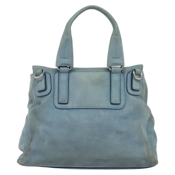 GIVENCHY Pandora Pure Small Hand Bag Leather 2way Blue Silver Auth bs24998