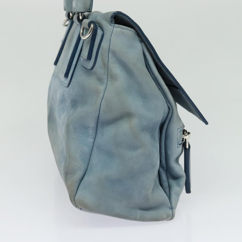 GIVENCHY Pandora Pure Small Hand Bag Leather 2way Blue Silver Auth bs24998