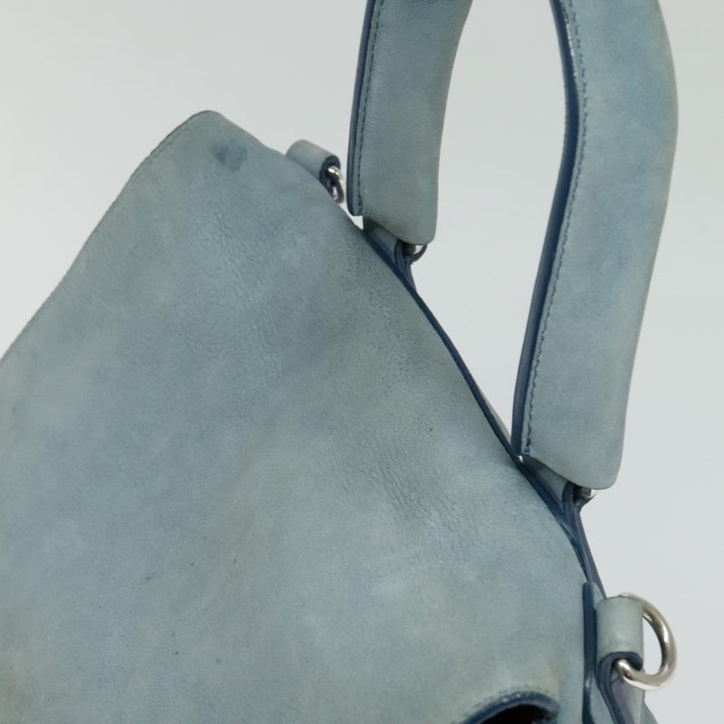 GIVENCHY Pandora Pure Small Hand Bag Leather 2way Blue Silver Auth bs24998
