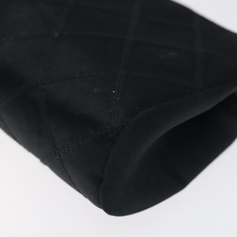 CHANEL Bicolore Pouch Satin Black CC Auth bs25004
